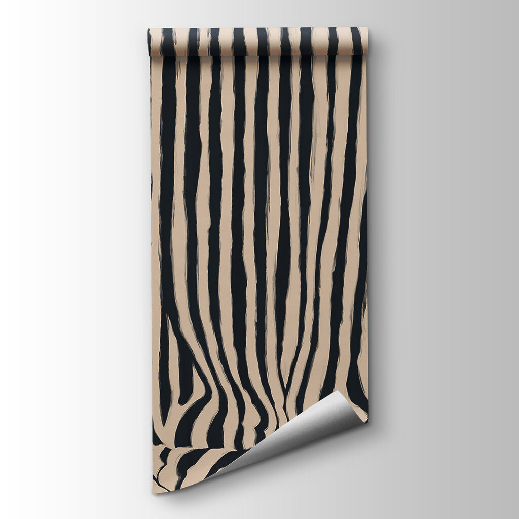 Black and white striped curtain