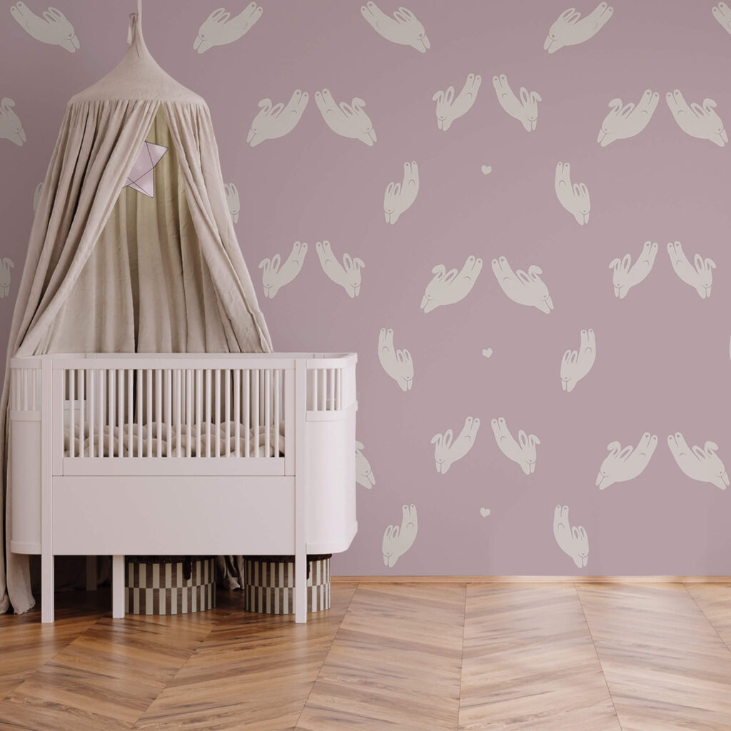 Nyulak mintája lila háttérrel