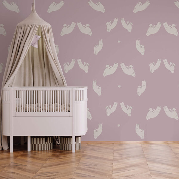 Nyulak mintája lila háttérrel