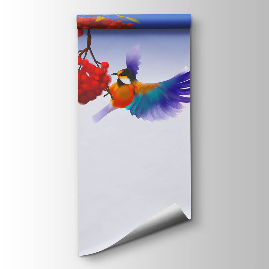 Bird eating a bunch of red berries