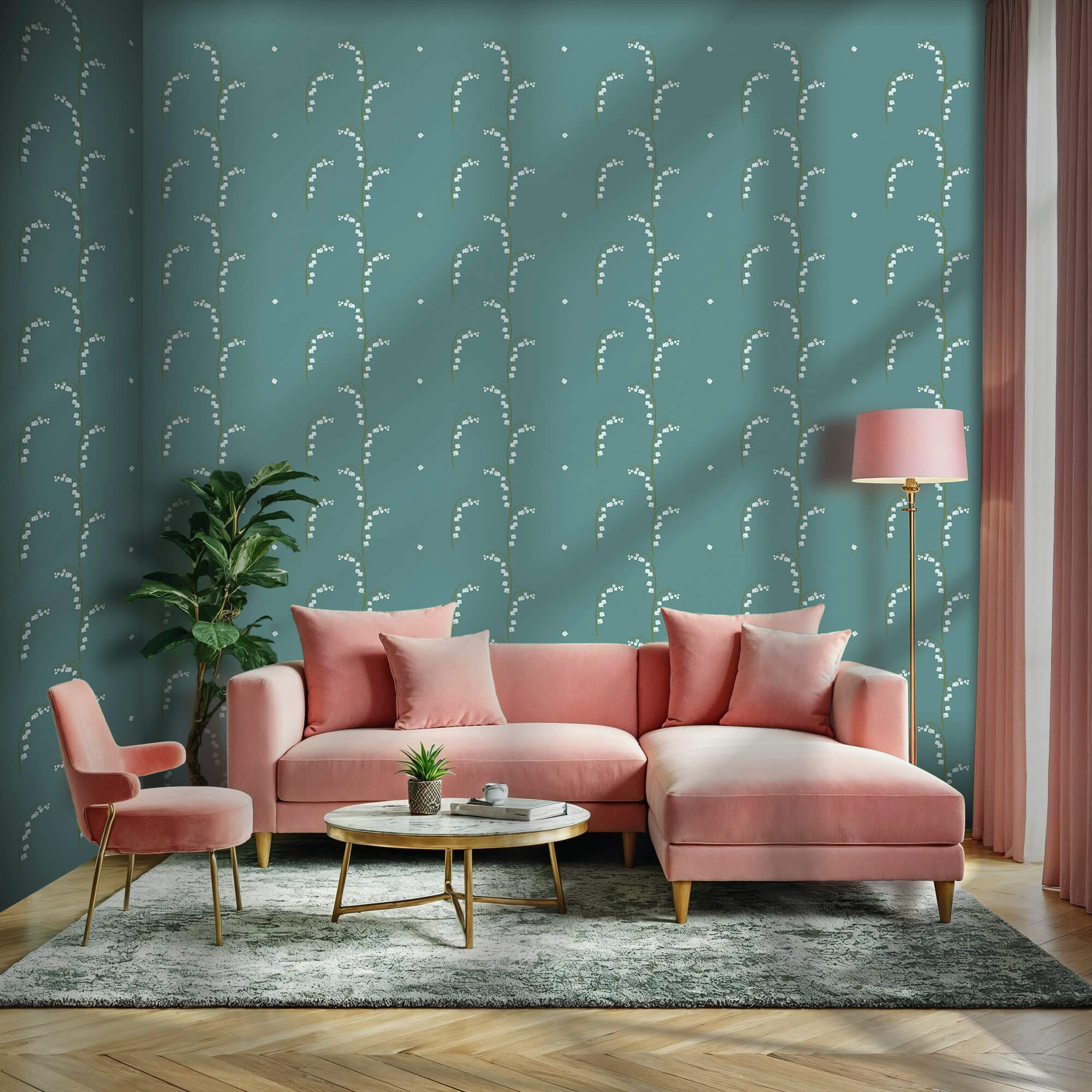 Kék háttérrel fehér virágok mintája