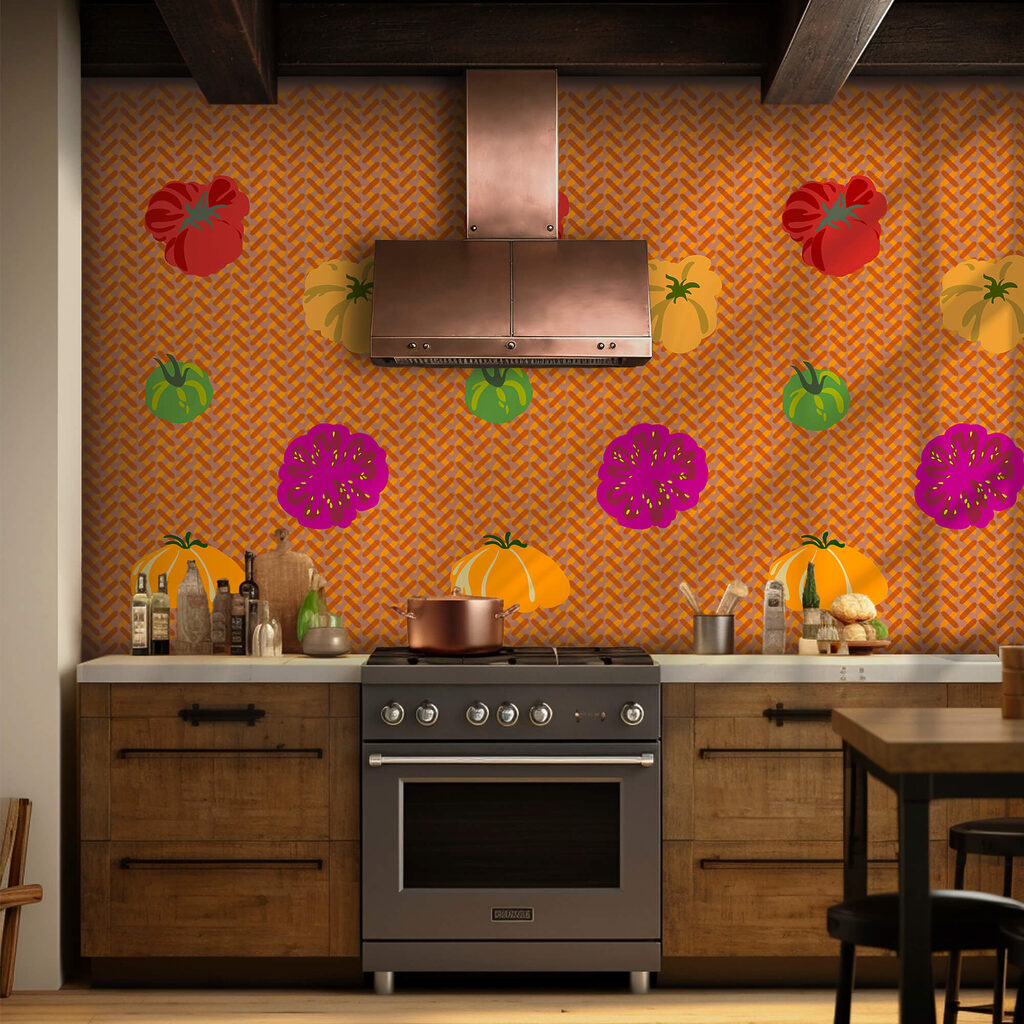 Paradicsomok csoportja szőtt felületen