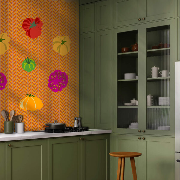 Paradicsomok csoportja szőtt felületen