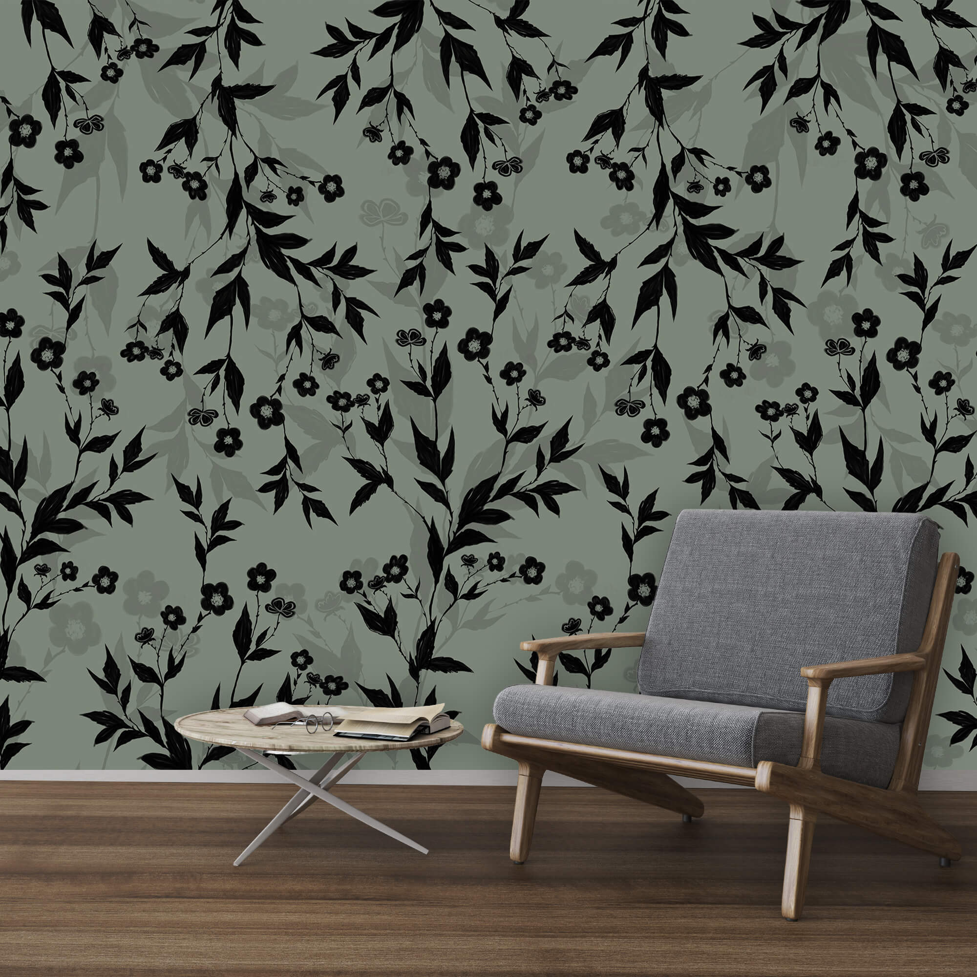 Fekete-fehér virágmintás Fekete-fehér virágmintás