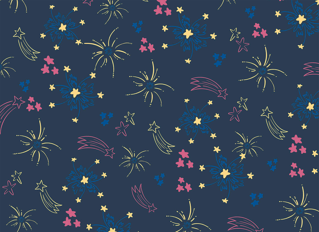 Pattern of fireworks and stars