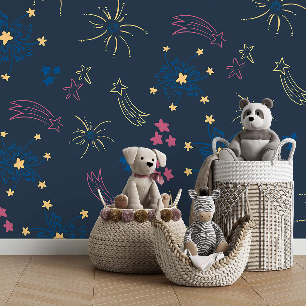 Tűzijátékok és csillagok mintázata