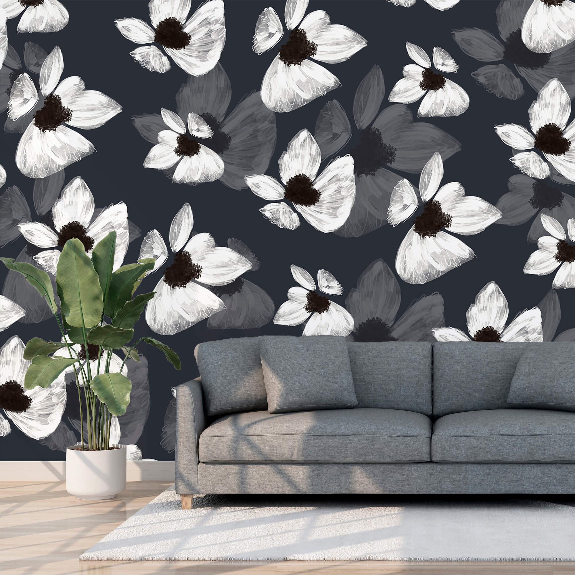 Fehér virágok mintája