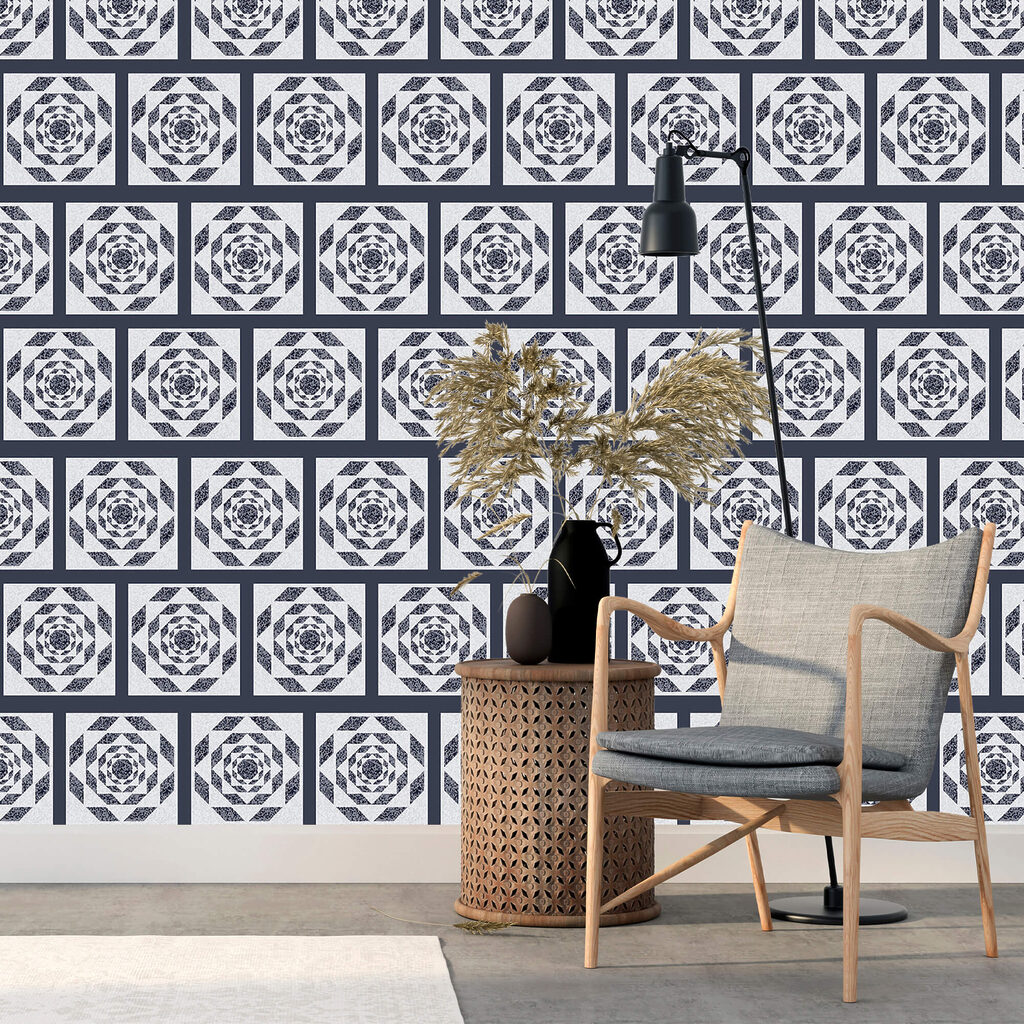 Négyszögek mintája és virág mintája