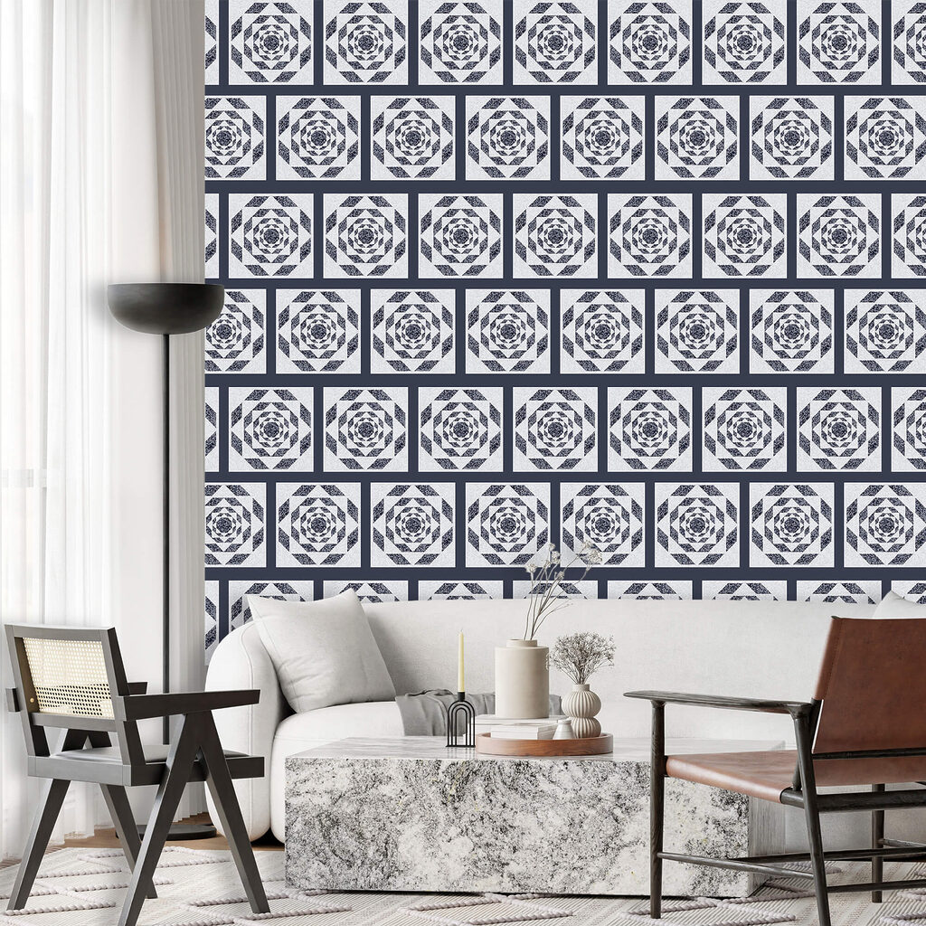 Négyszögek mintája és virág mintája