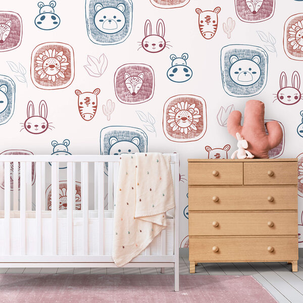 Fotótapéta Fotótapéta Állatok mintája fehér háttérrel (Cikkszám: t00483)