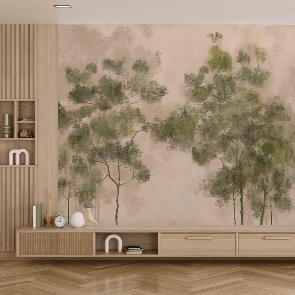 Zöld levelű fák csoportja