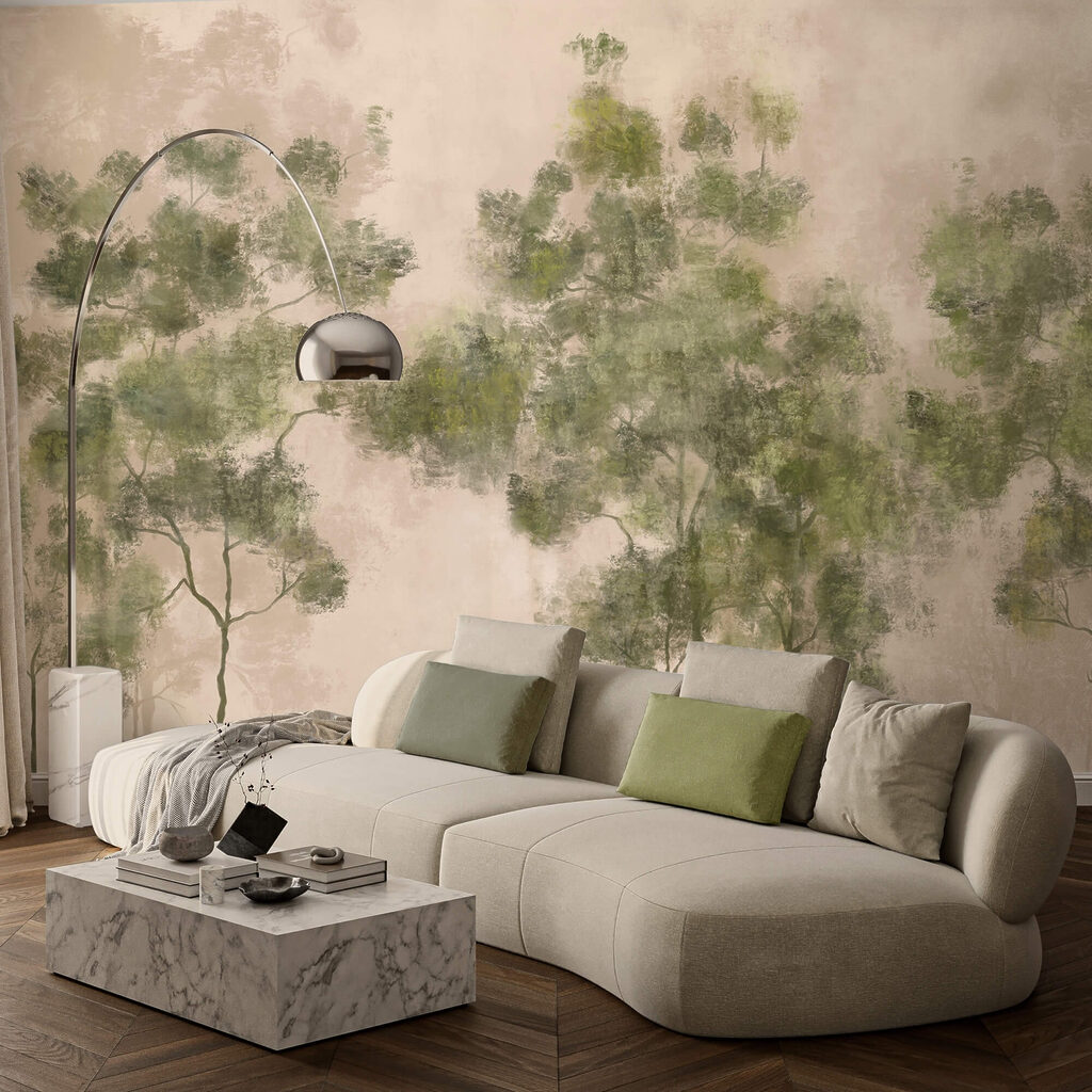 Zöld levelű fák csoportja