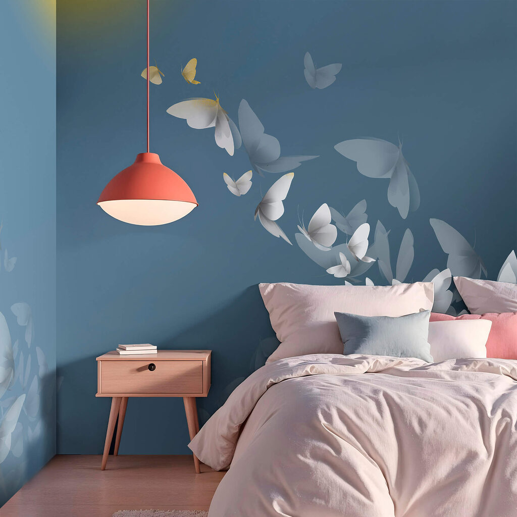 A levegőben repülő pillangók csoportja