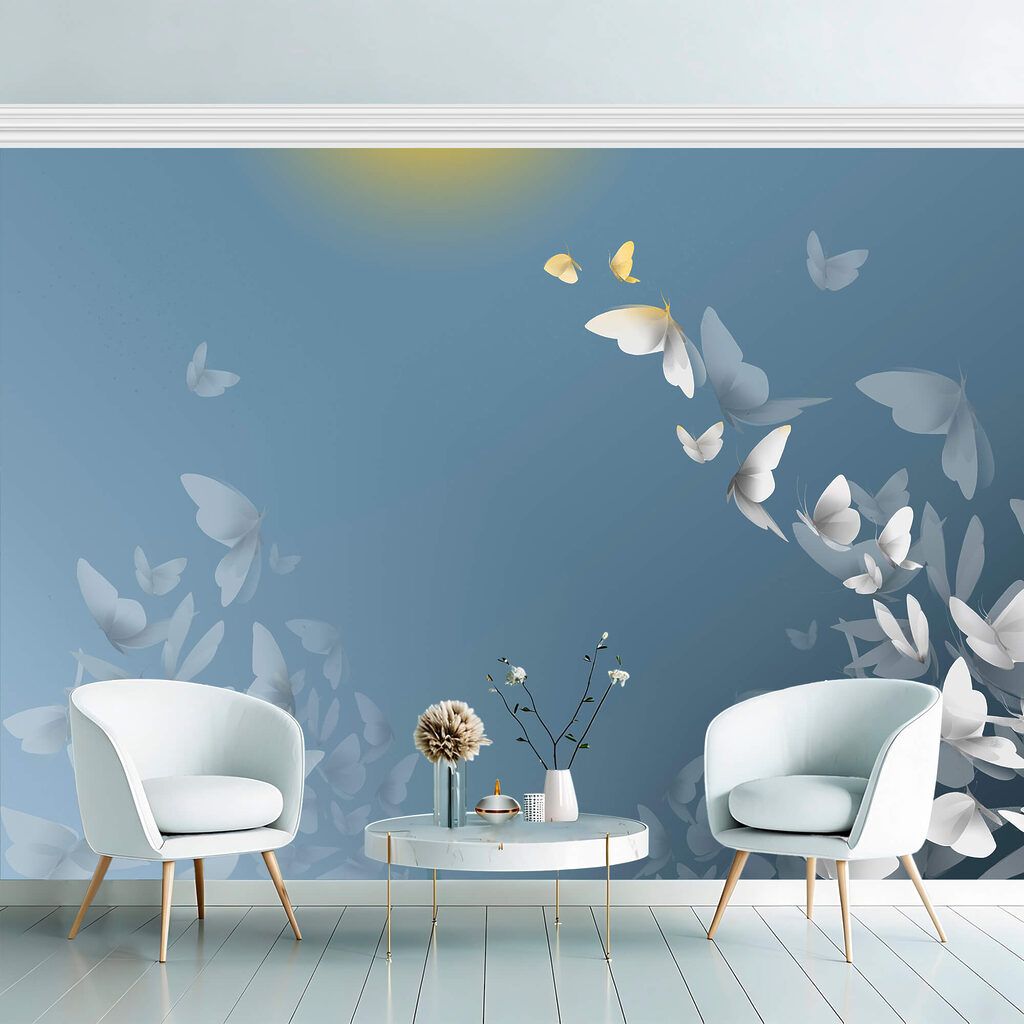 A levegőben repülő pillangók csoportja