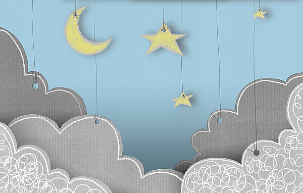 Moon and stars from clouds Moon and stars from clouds