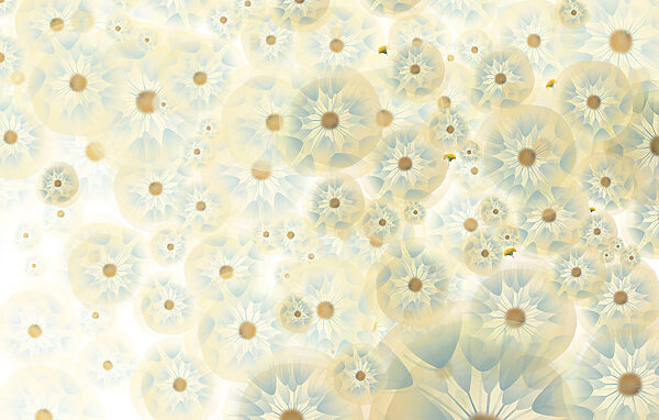 Group of flowers with yellow and blue colors