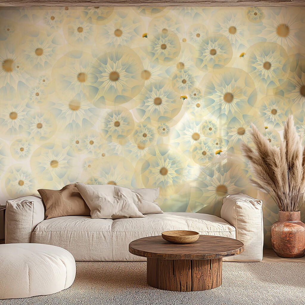 Sárga és kék színű virágok csoportja