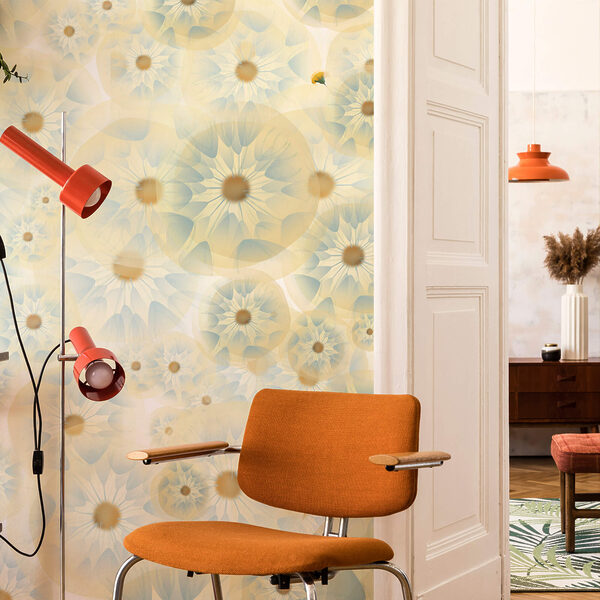 Sárga és kék színű virágok csoportja