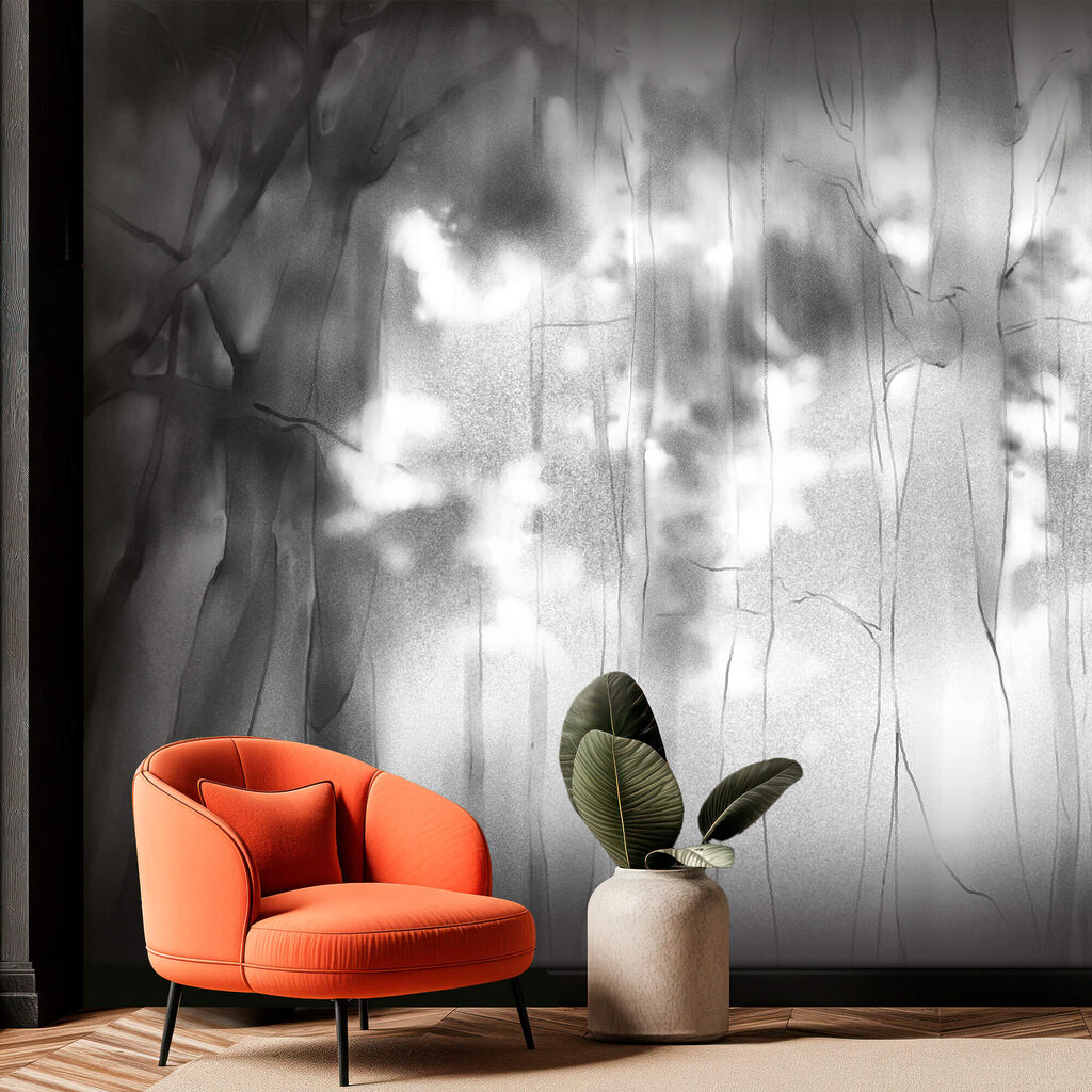 Fekete-fehér kép fákról