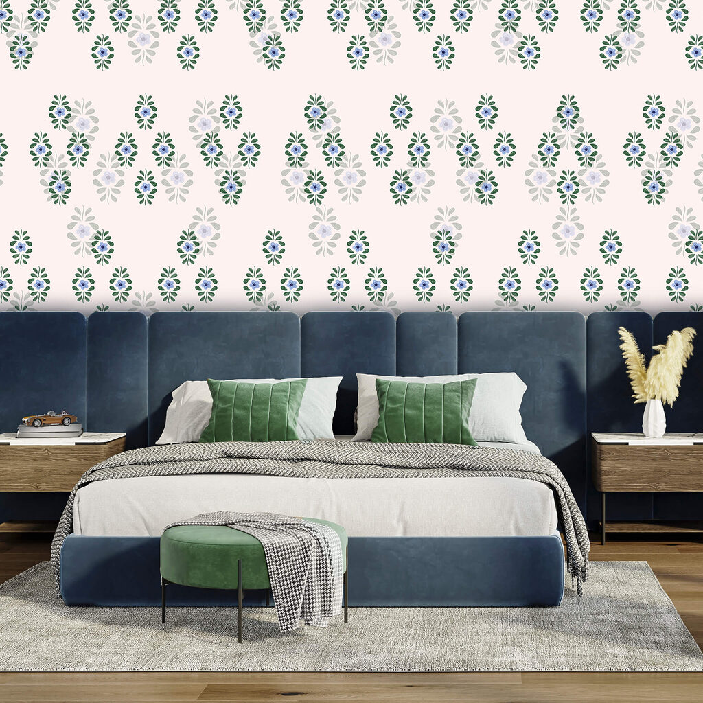 Kék virágok mintája