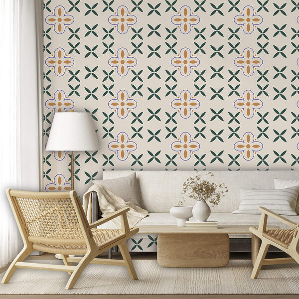 Fotótapéta Fotótapéta Virágmintás fehér háttér (Cikkszám: t00586)