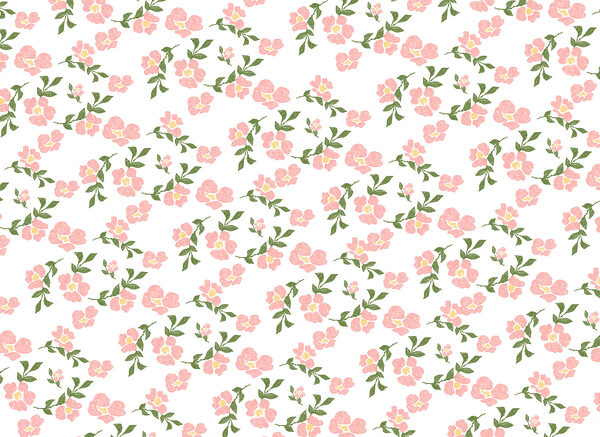 Pattern of pink flowers and green leaves Pattern of pink flowers and green leaves
