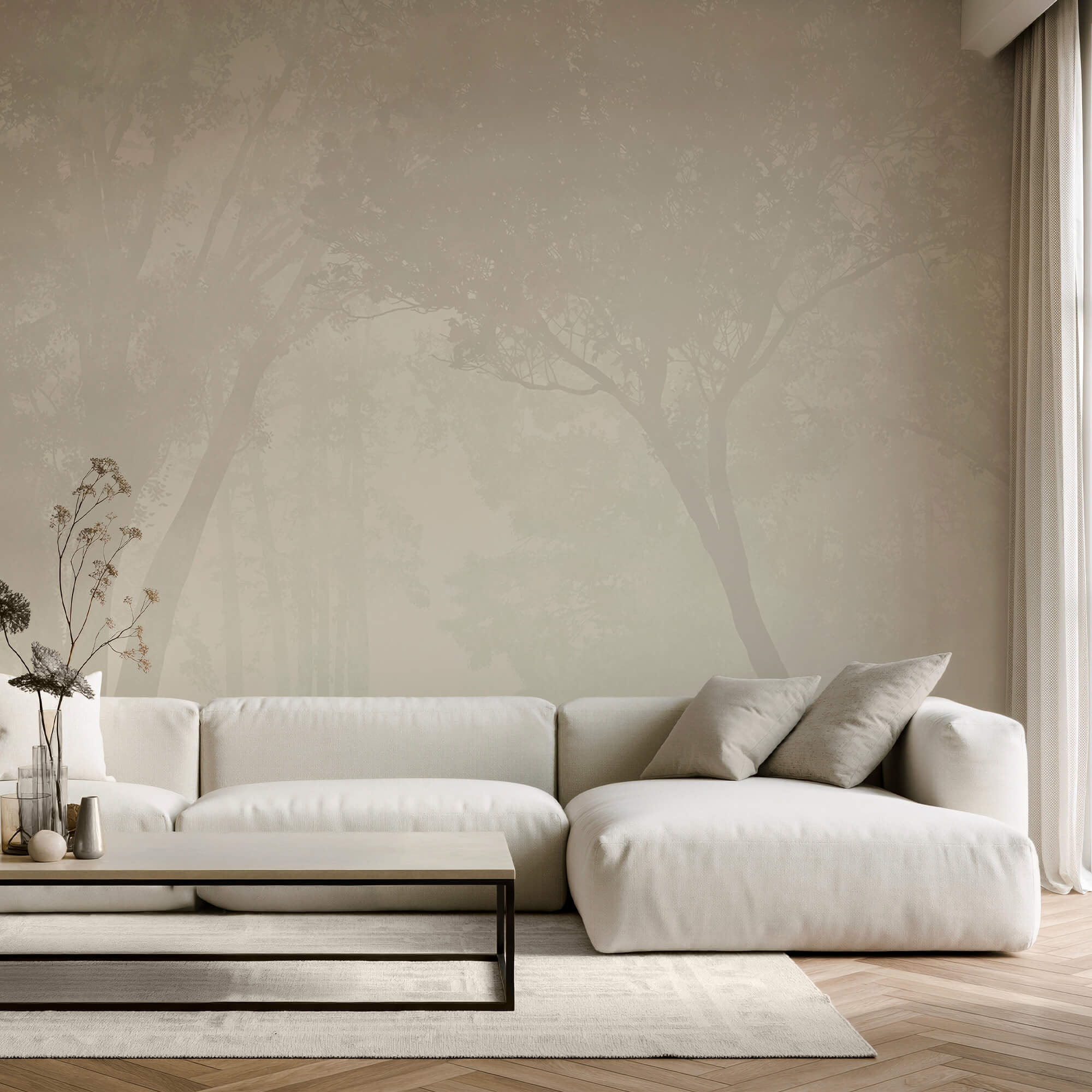 Ködös erdő fákkal Ködös erdő fákkal