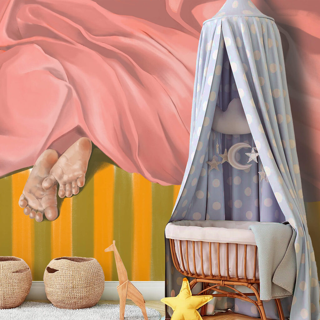 Lábak egy rózsaszín takaró alatt