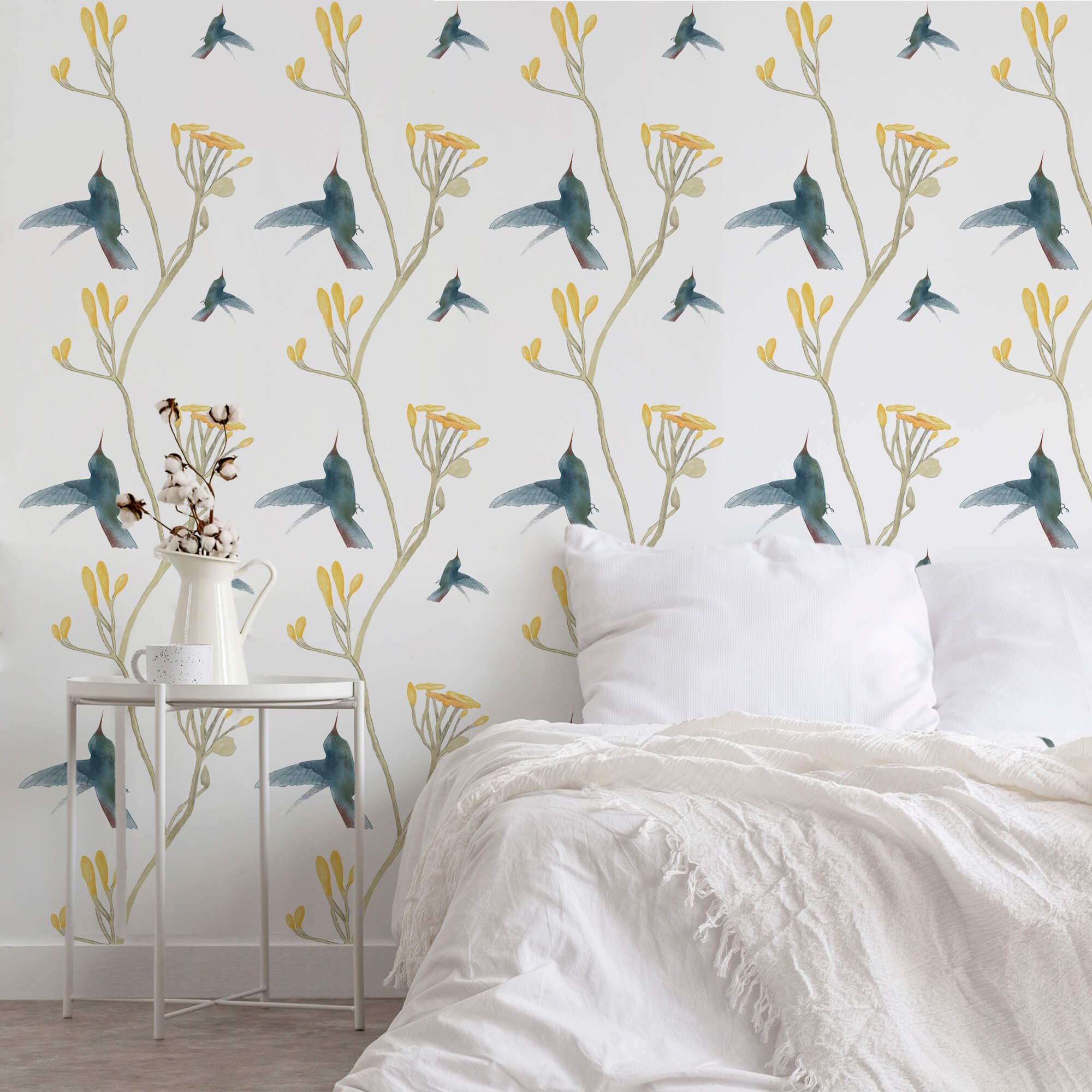 Madarak és virágok mintája