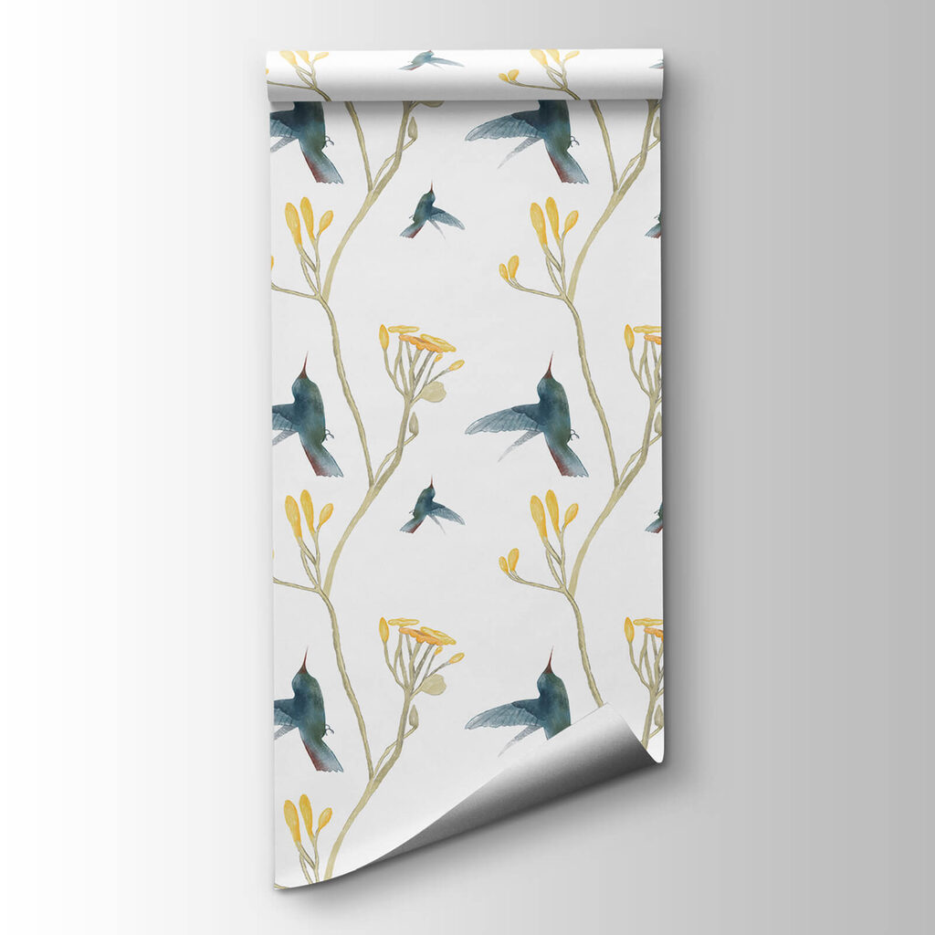 Pattern of birds and flowers