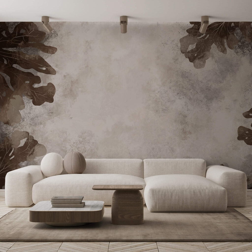 Barna levelek fehér felületen