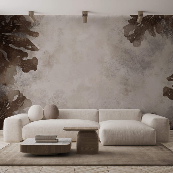 Barna levelek fehér felületen