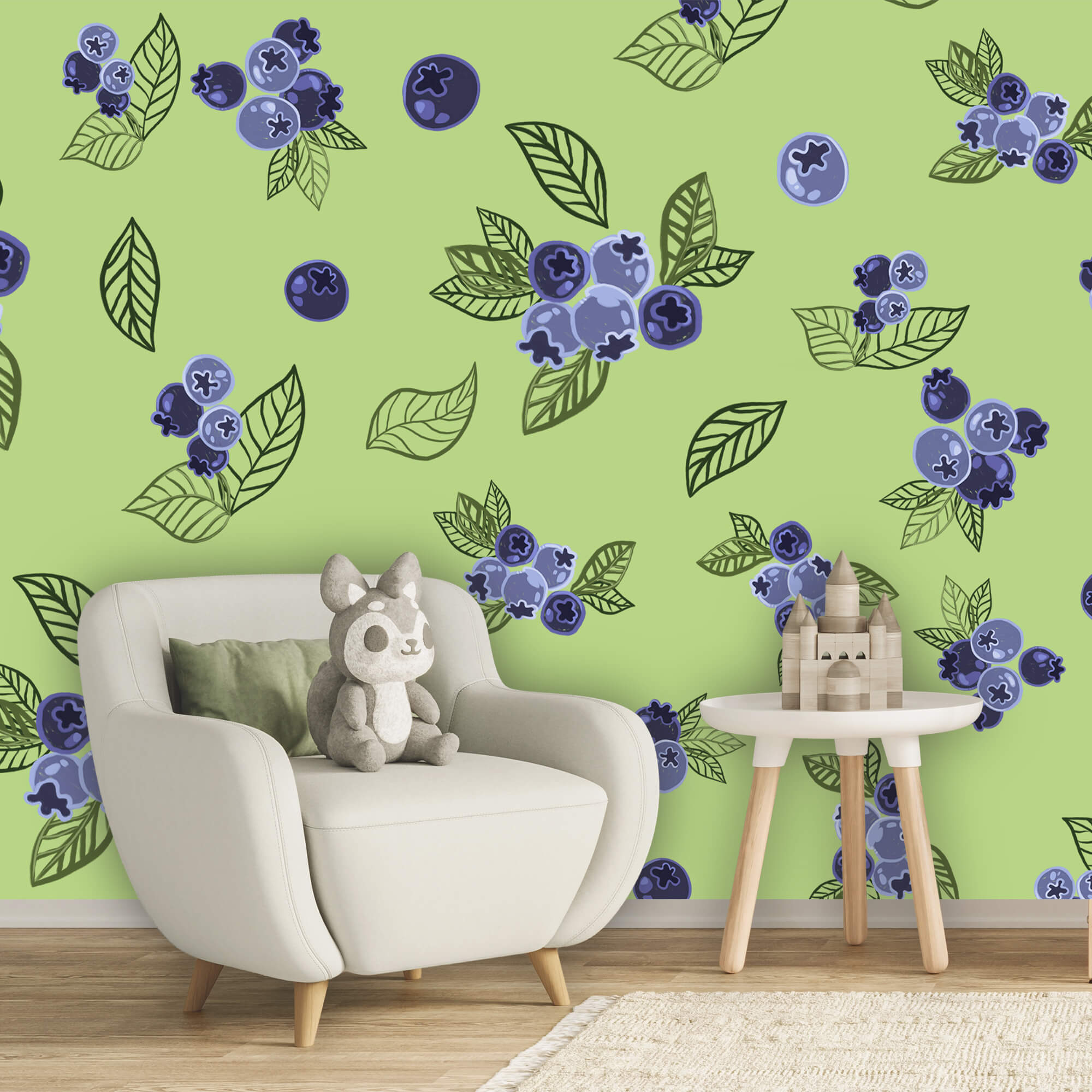 Áfonya és levelek mintája