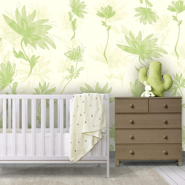 Zöld és fehér virágmintás