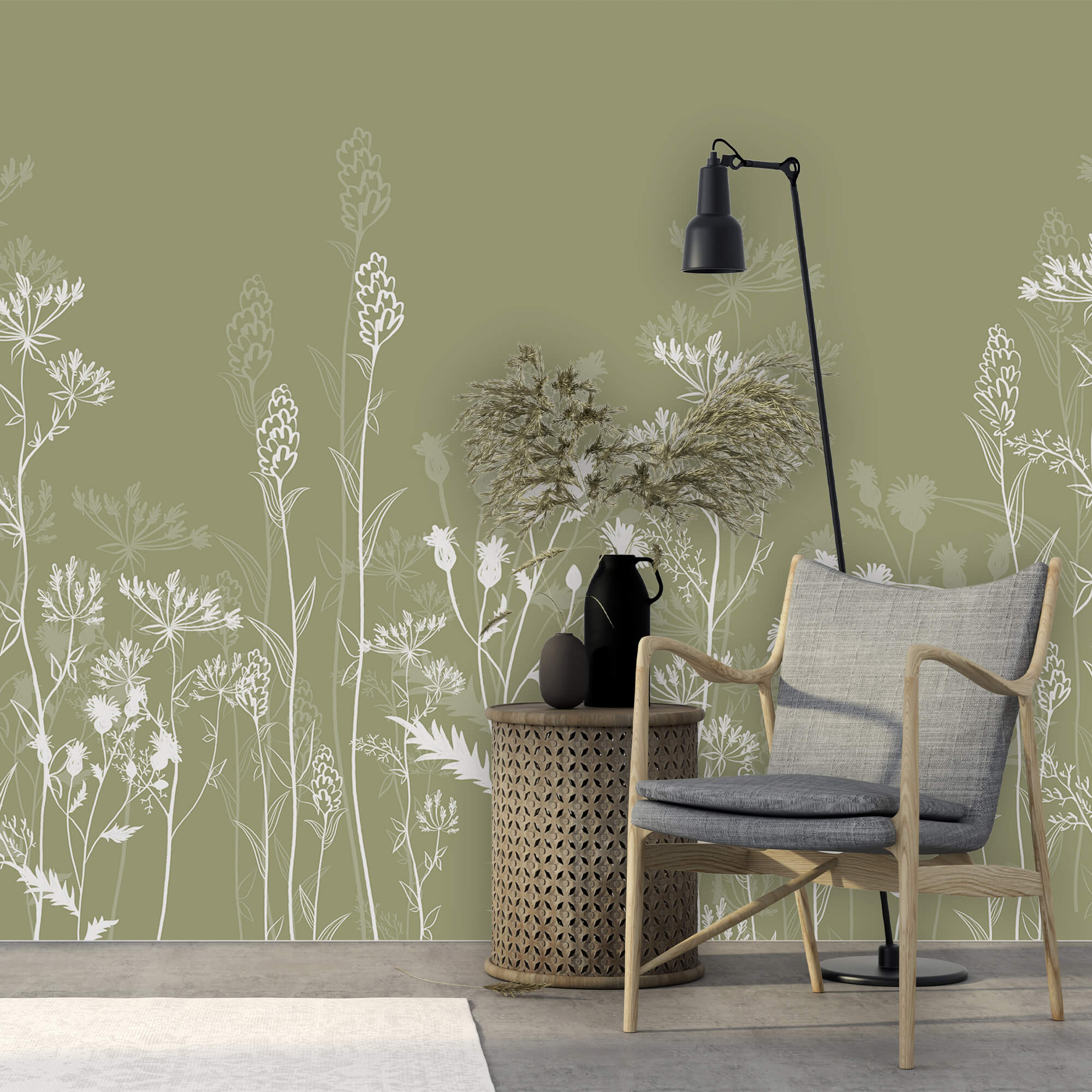 Finom virágmotívumok zöld háttér előtt Finom virágmotívumok zöld háttér előtt