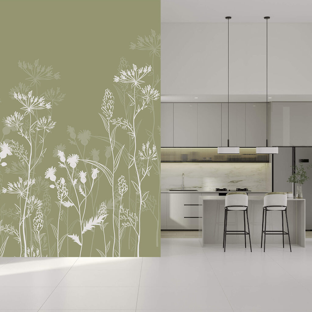 Finom virágmotívumok zöld háttér előtt Finom virágmotívumok zöld háttér előtt