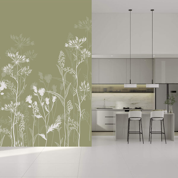 Finom virágmotívumok zöld háttér előtt Finom virágmotívumok zöld háttér előtt