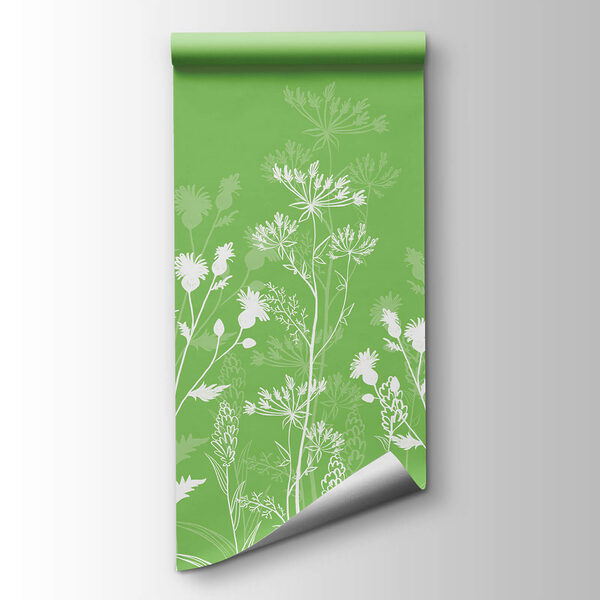 White flowers on a green background White flowers on a green background