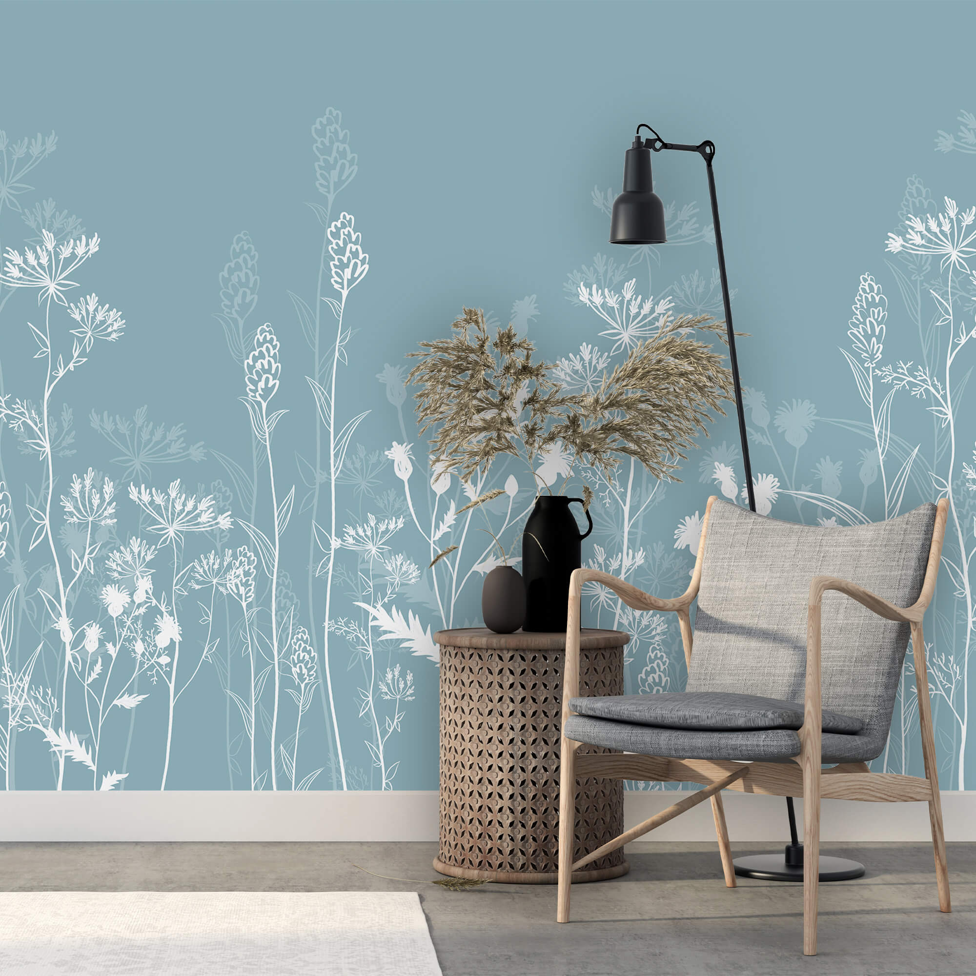 Fehér virágok kék háttér előtt Fehér virágok kék háttér előtt