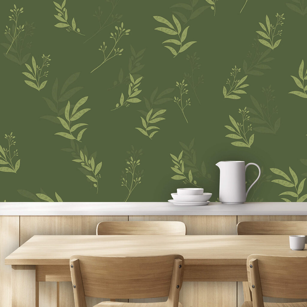 Levélmintázat zöld háttér előtt