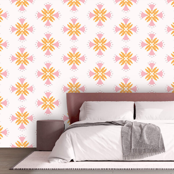 Rózsaszín és narancssárga virágok mintája