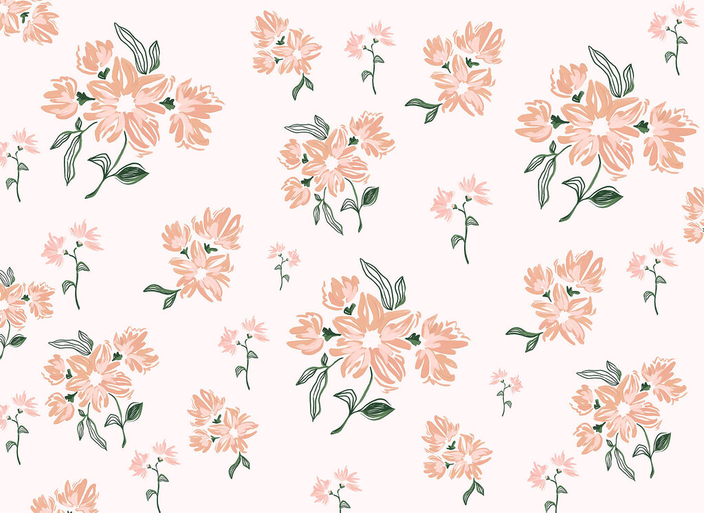Pattern of flowers on a white background
