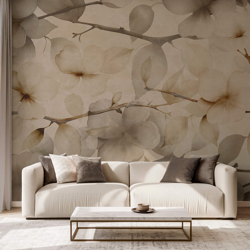 Finom virágmotívumok visszafogott háttér előtt