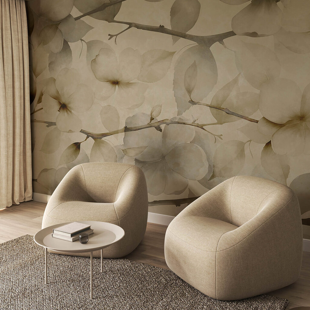 Finom virágmotívumok visszafogott háttér előtt