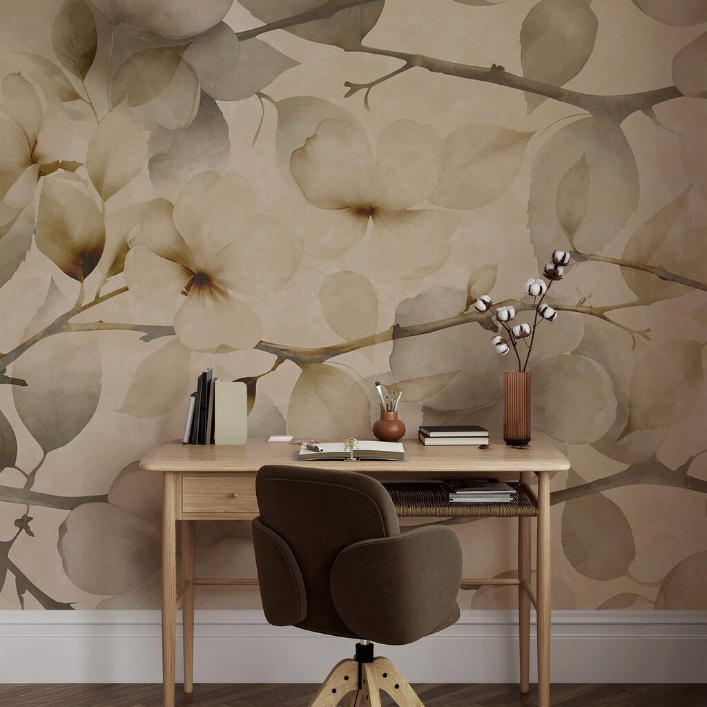 Finom virágmotívumok visszafogott háttér előtt