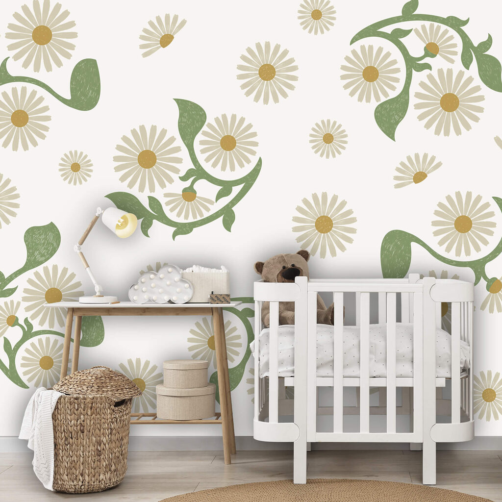 Fehér és zöld virágmintás