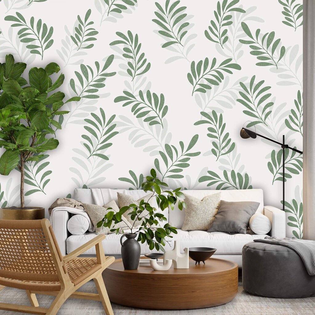 Levélmintázat fehér háttér előtt