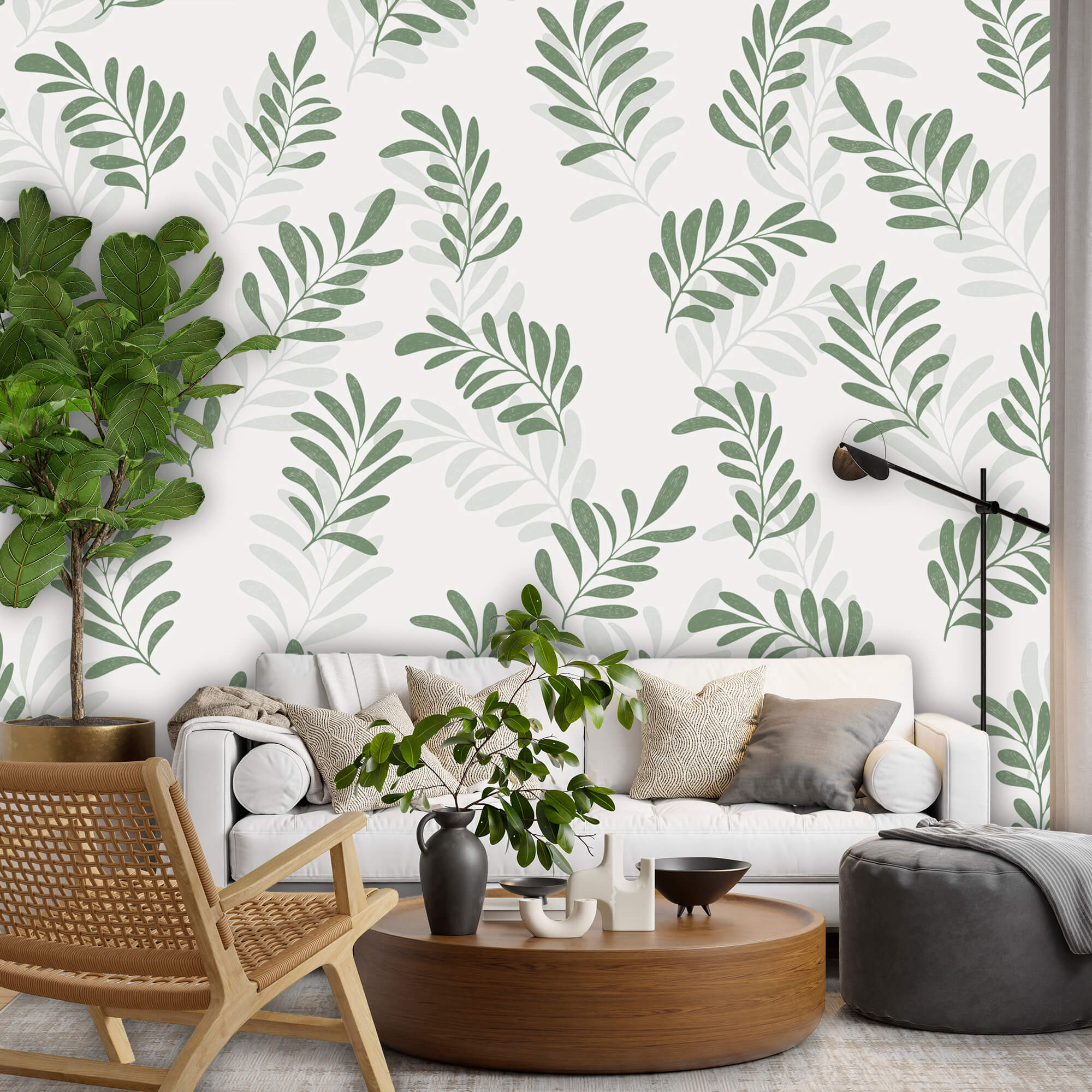 Levélmintázat fehér háttér előtt