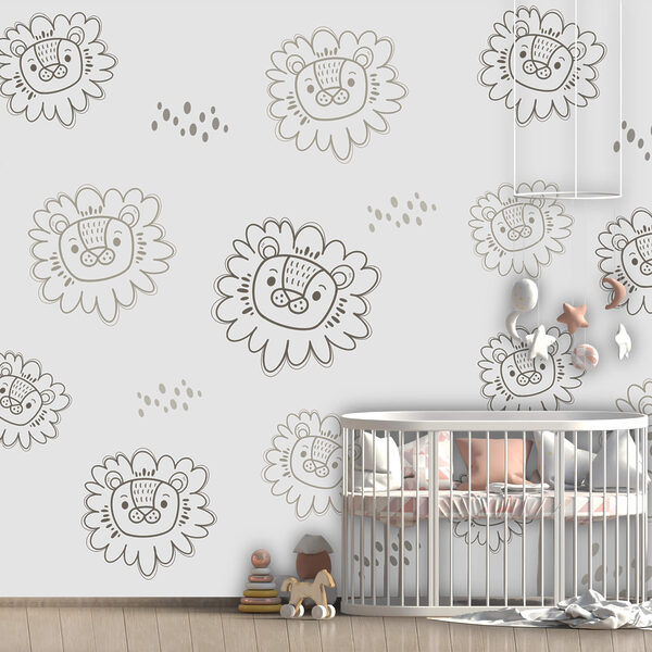 Oroszlánok mintázata fehér háttérre rajzolva