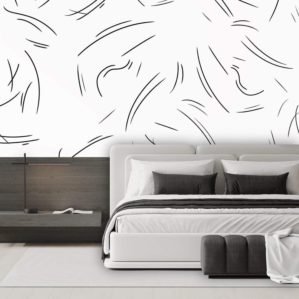 Fekete vonalak fehér háttér előtt